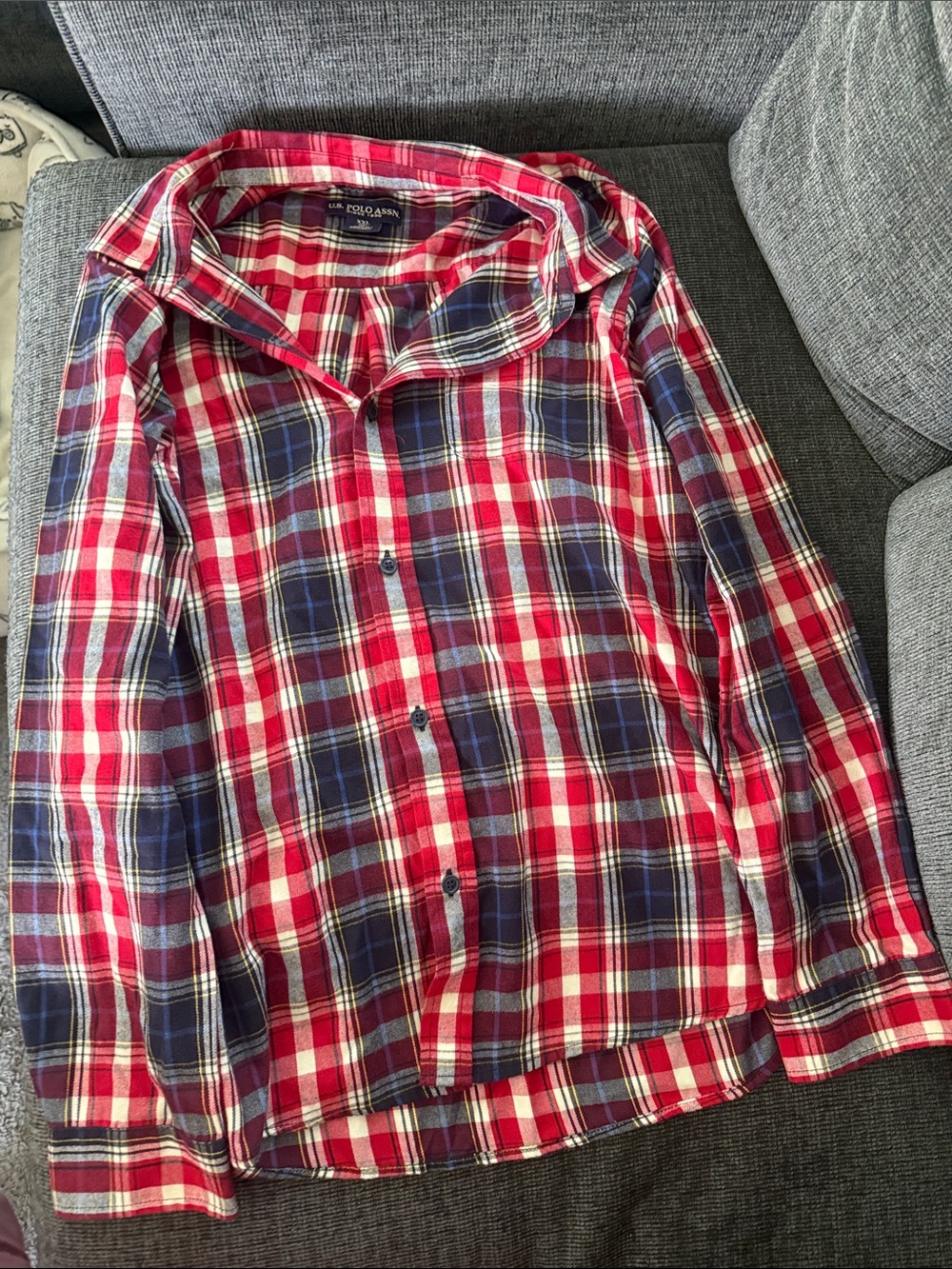 U.S. Polo Assn. Red & Navy Plaid Button-Down Shirt